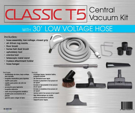 CENTRAL VAC KIT-TITAN T5,CLASSIC,30FT LOW VOLTAGE W/DELUXE TOOL KIT