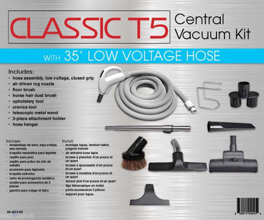 CENTRAL VAC KIT-TITAN T5,CLASSIC,35FT LOW VOLTAGE W/DELUXE TOOL KIT