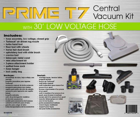 CENTRAL VAC KIT-TITAN T7,PRIME,30FT LOW VOLTAGE HOSE,W/T2